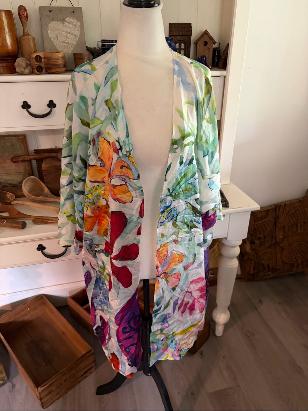 Claire Desjardins Women’s Floral Watercolor Cover-Up Kimono